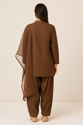 Brown Shalwar Kameez 3PC